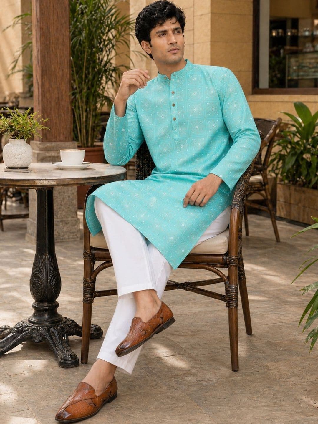 Anouk Printed Band Collar Straight Long Kurta thumbnail 5