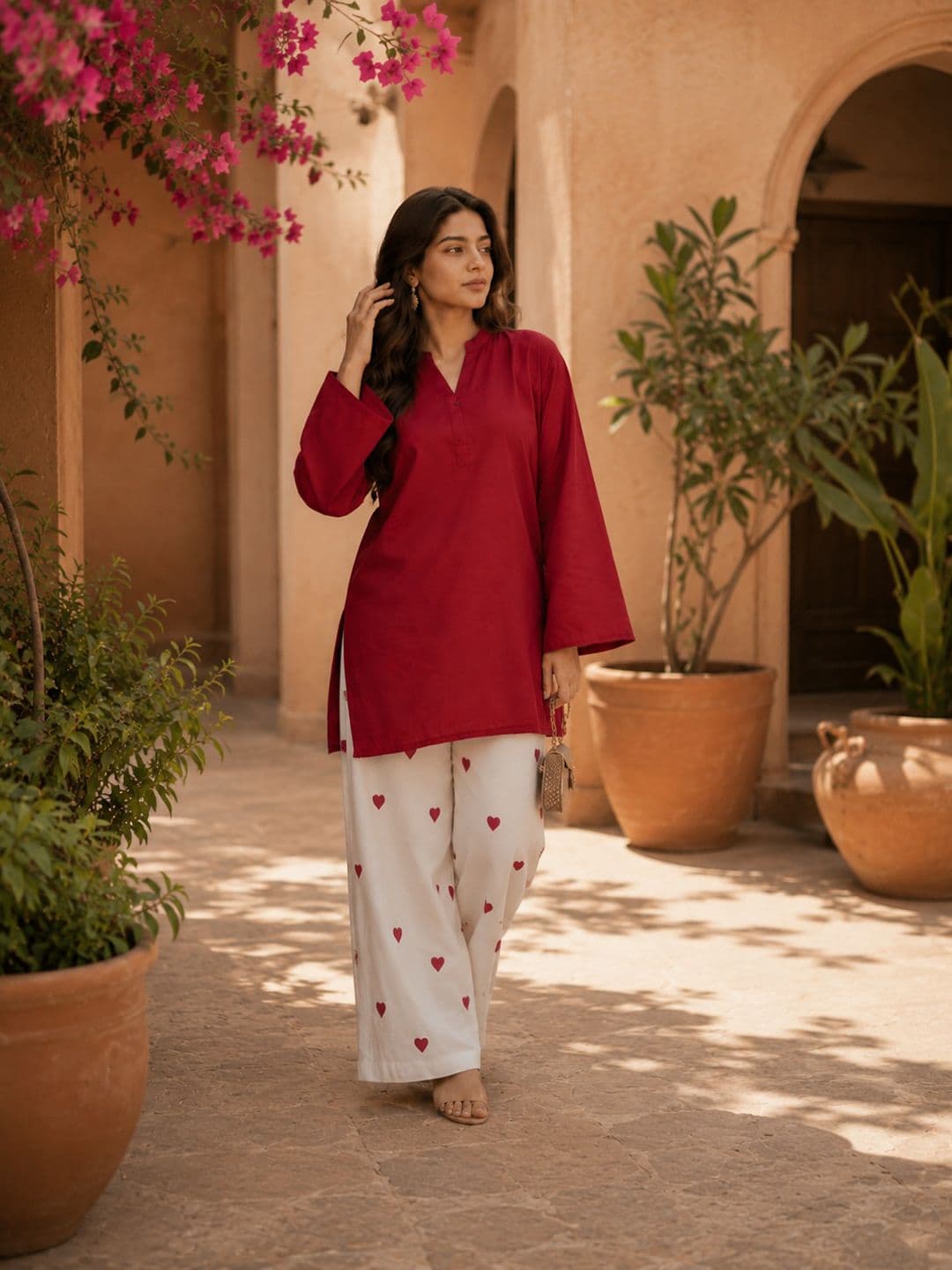 Sangria Women Regular Kurti with Palazzos thumbnail 2