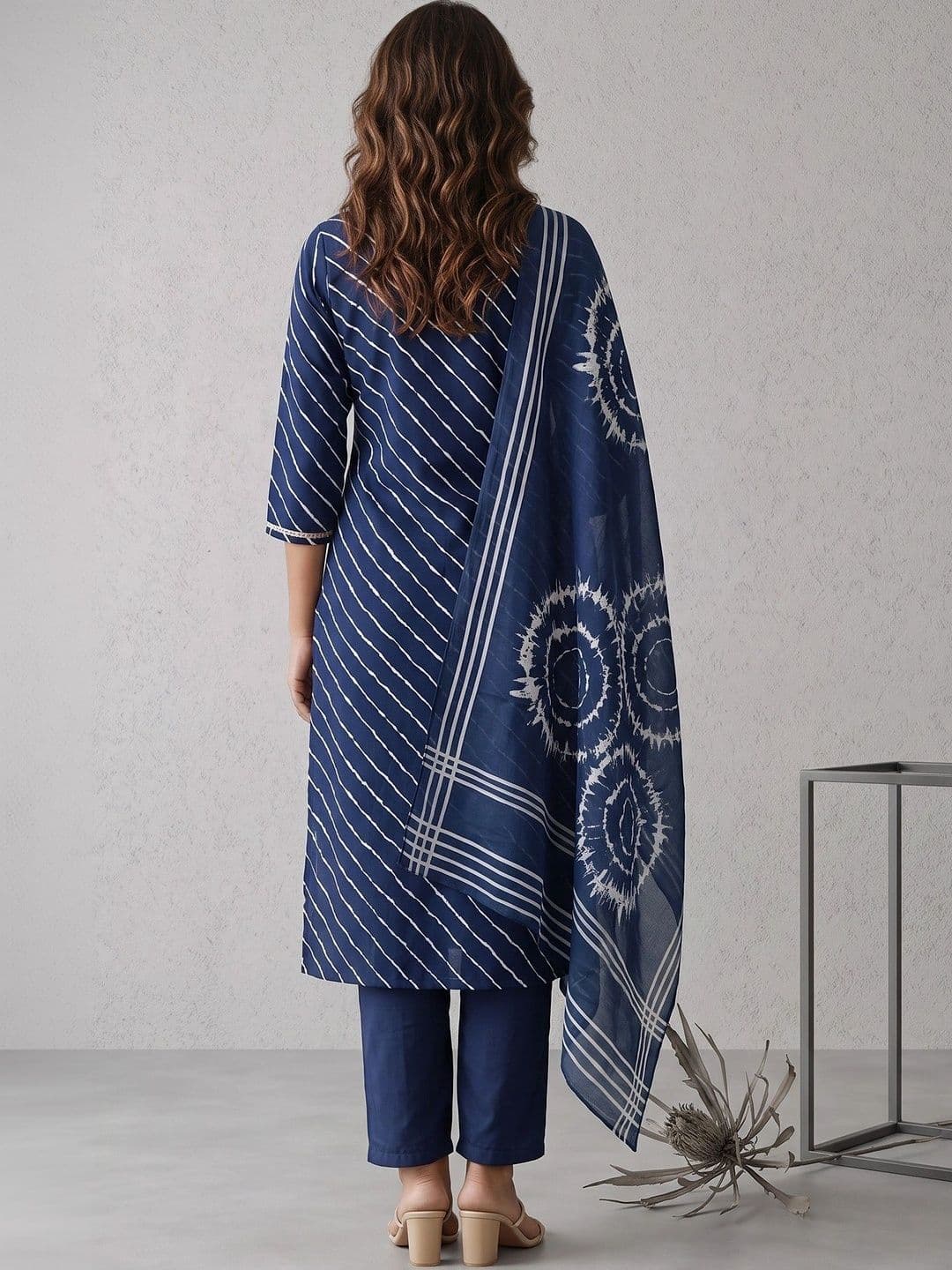 KALINI Women Ethnic Motifs Printed Regular Thread Work Kurta with Trousers & With Dupatta thumbnail 7