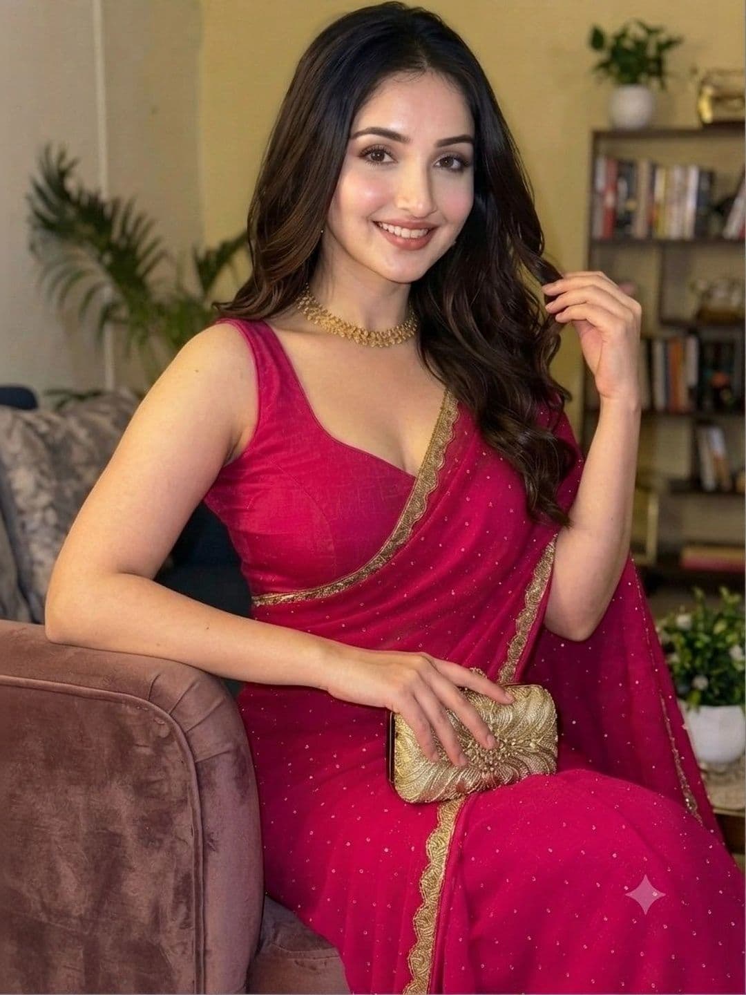Akshmi Creation Akshmi Women Embroidered Supernet Saree thumbnail 4