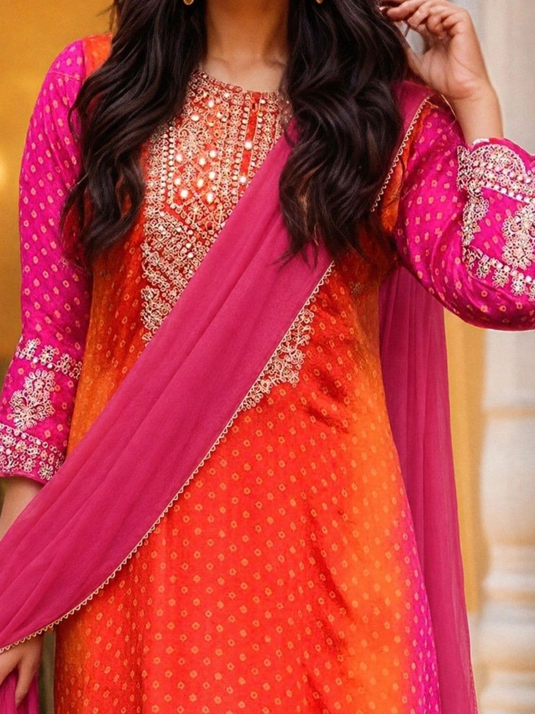 Aaghnya Women Ethnic Motifs Embroidered Kurta with Trousers & Dupatta thumbnail 2