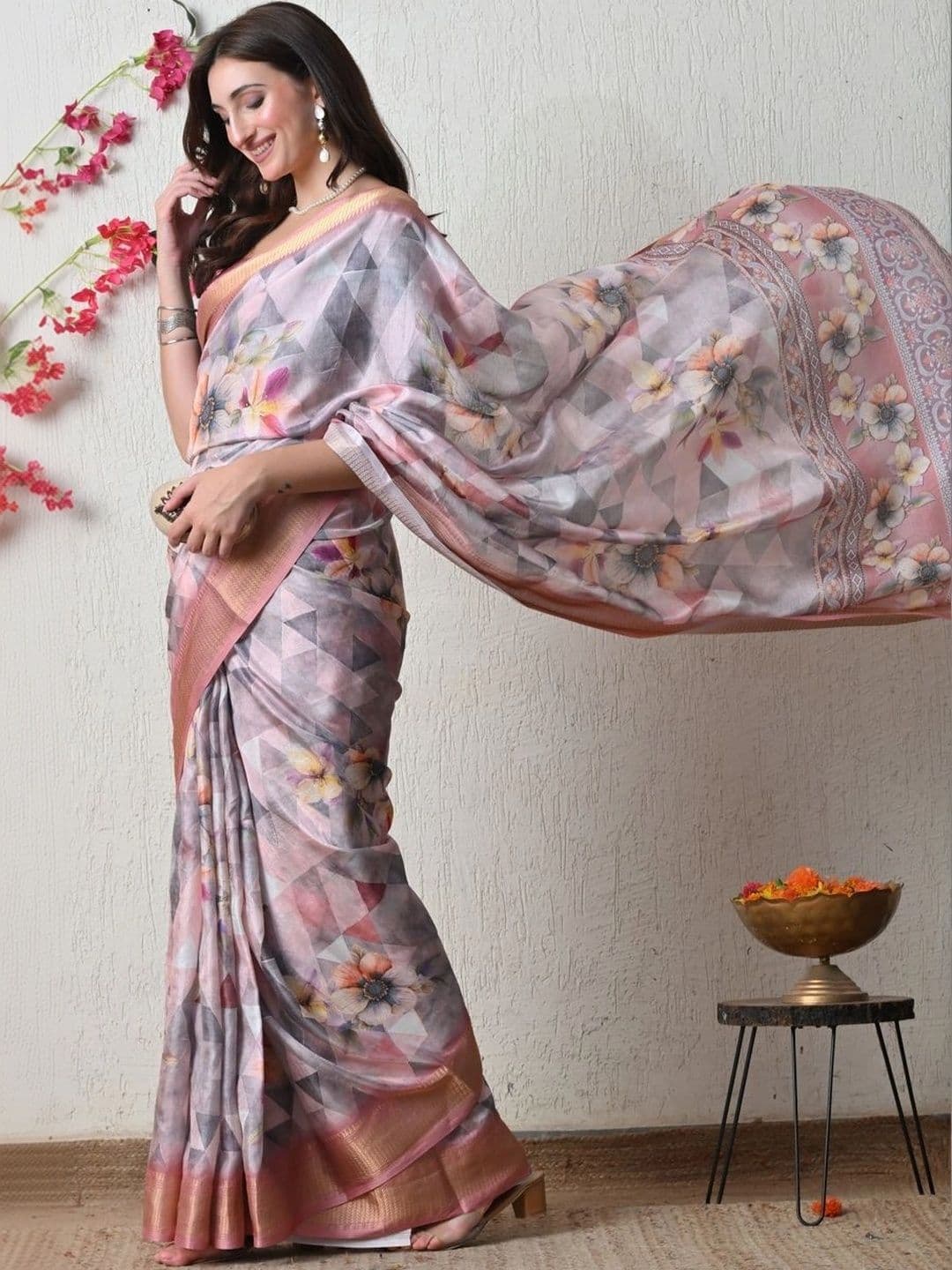 KALINI Floral Silk Cotton Saree thumbnail 5