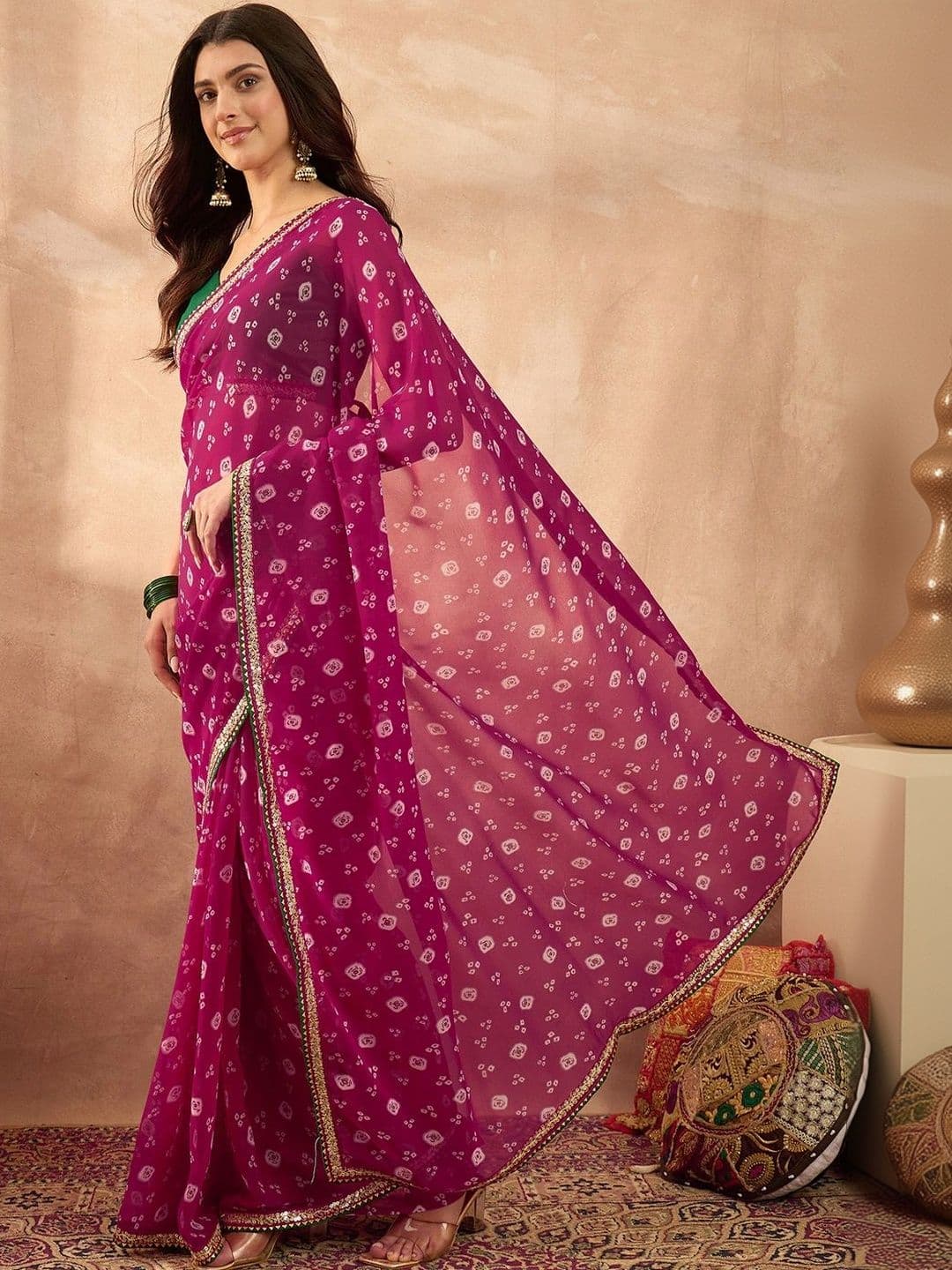 Sangria Bandhani Poly Georgette Designer Bandhani Saree thumbnail 6