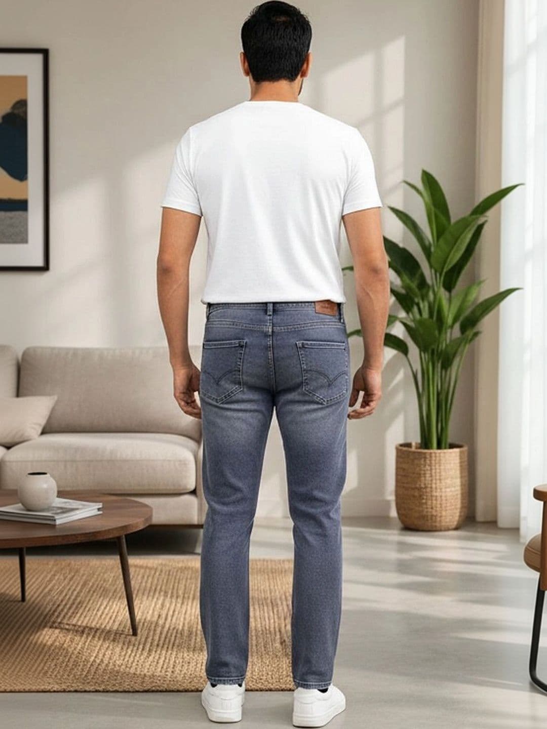 Global Jeans Men Regular Fit Mid-Rise Low Distress Jeans thumbnail 2