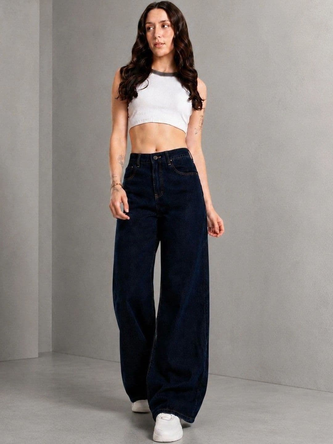 DressBerry Women Comfort Wide Leg High-Rise Stretchable Jeans thumbnail 4