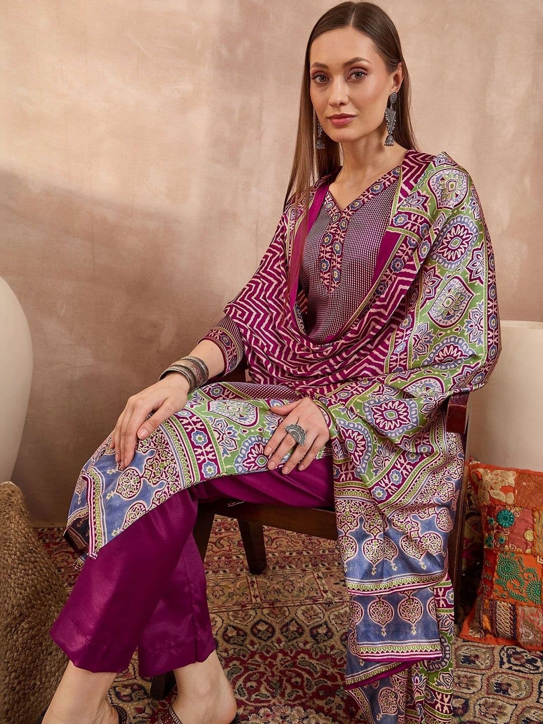 ZYVIRA Satin Unstitched Dress Material thumbnail 6