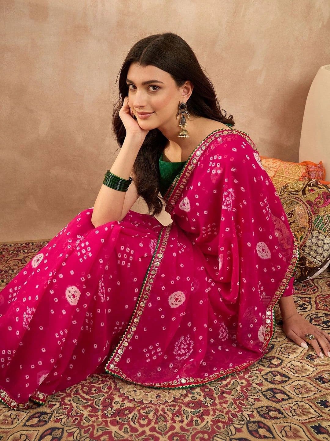 Sangria Bandhani Poly Georgette Designer Bandhani Saree thumbnail 2