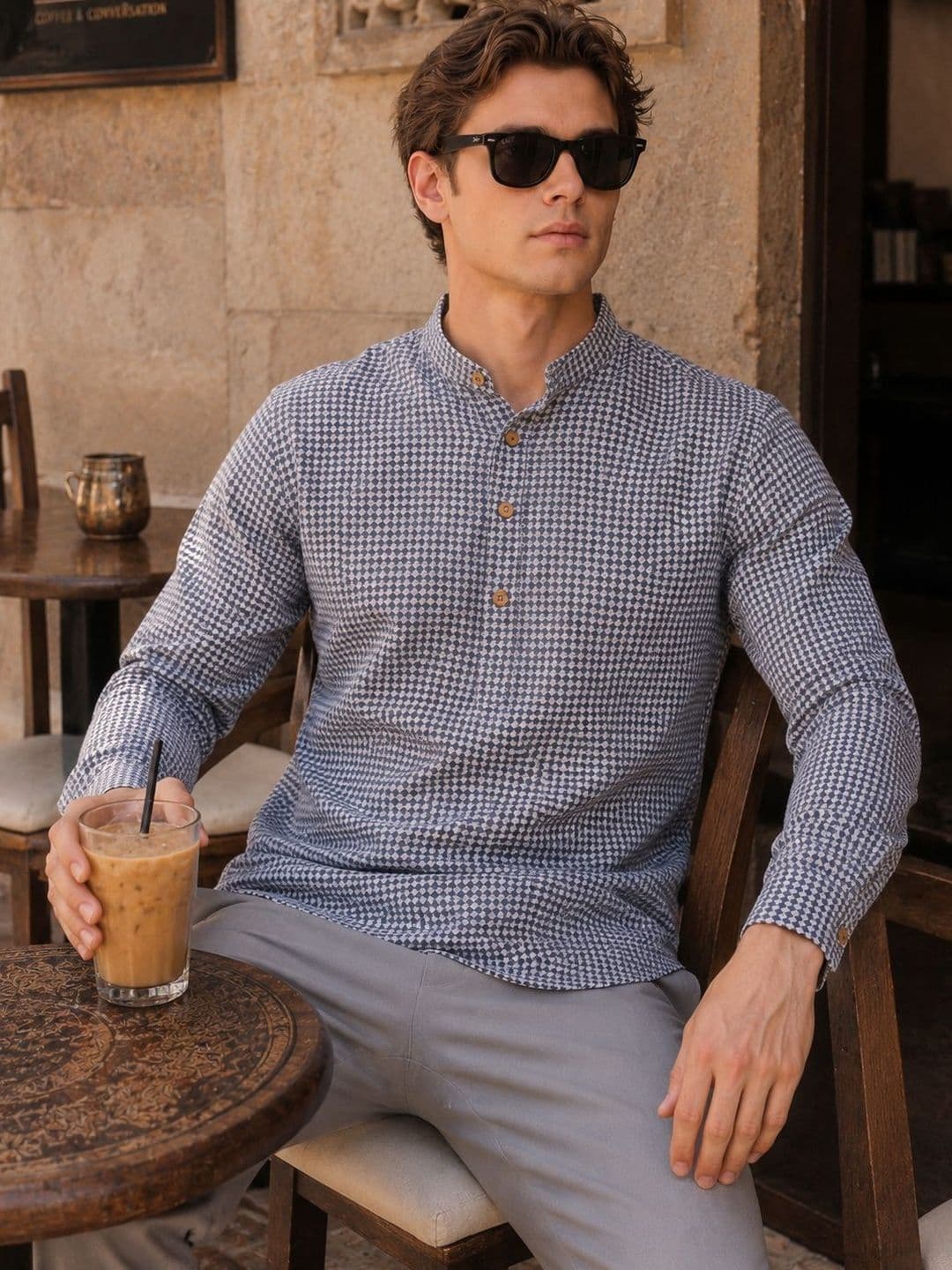 Anouk Men Self Weave Cotton Kurta thumbnail 12