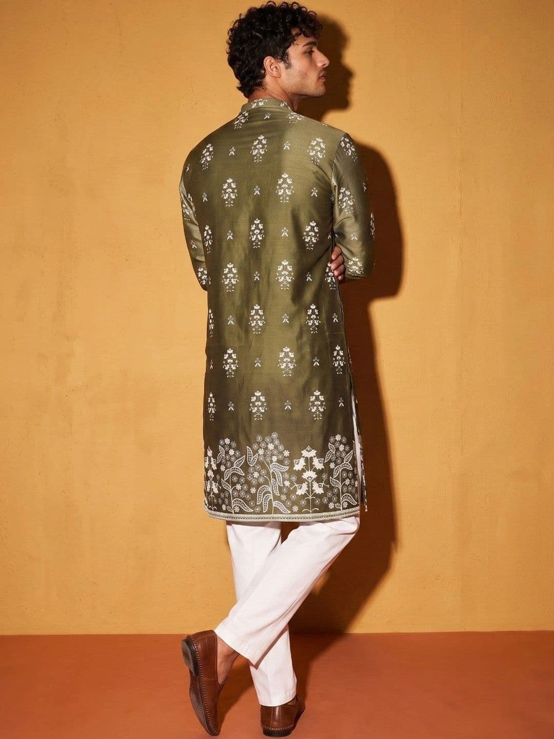 DRIP CHOWK Men Floral Printed Floral Kurta thumbnail 5