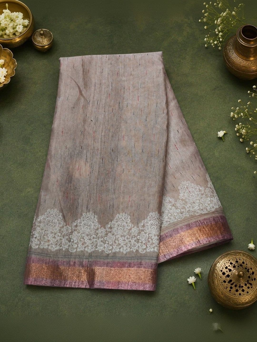 AARYAN SAREES Art silk Cream Designer saree thumbnail 5