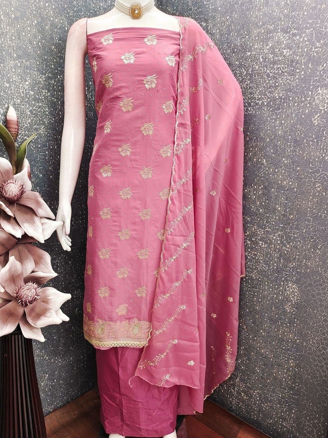 TAVAS Embroidered Unstitched Dress Material - view 1