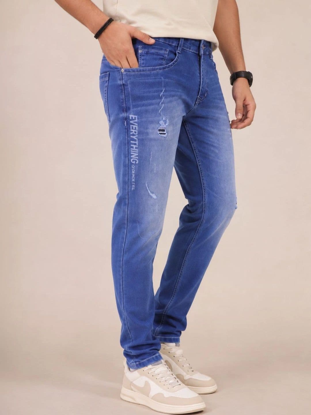GEX Men Jean Regular Fit Mid-Rise Mildly Distressed Stretchable Jeans thumbnail 3