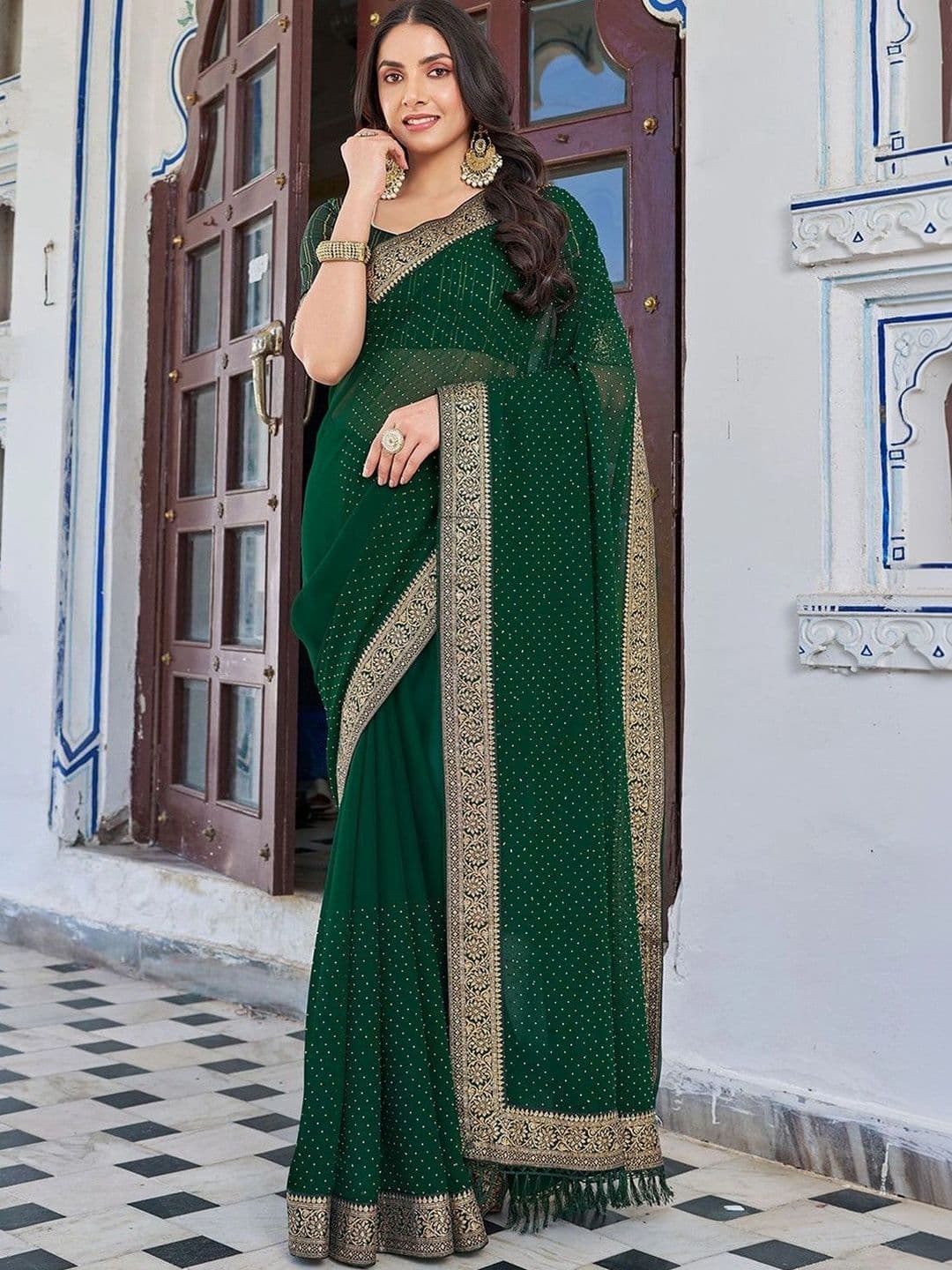 SANISA women Embroidered Pure Georgette Saree - view 1