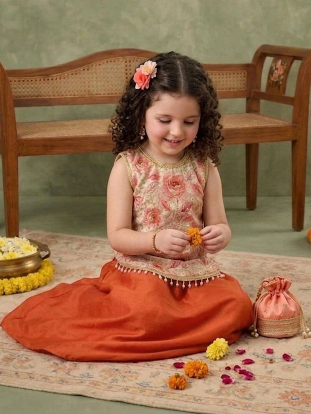 Sangria Girls Embroidered Thread Work Ready to Wear Lehenga & thumbnail 5