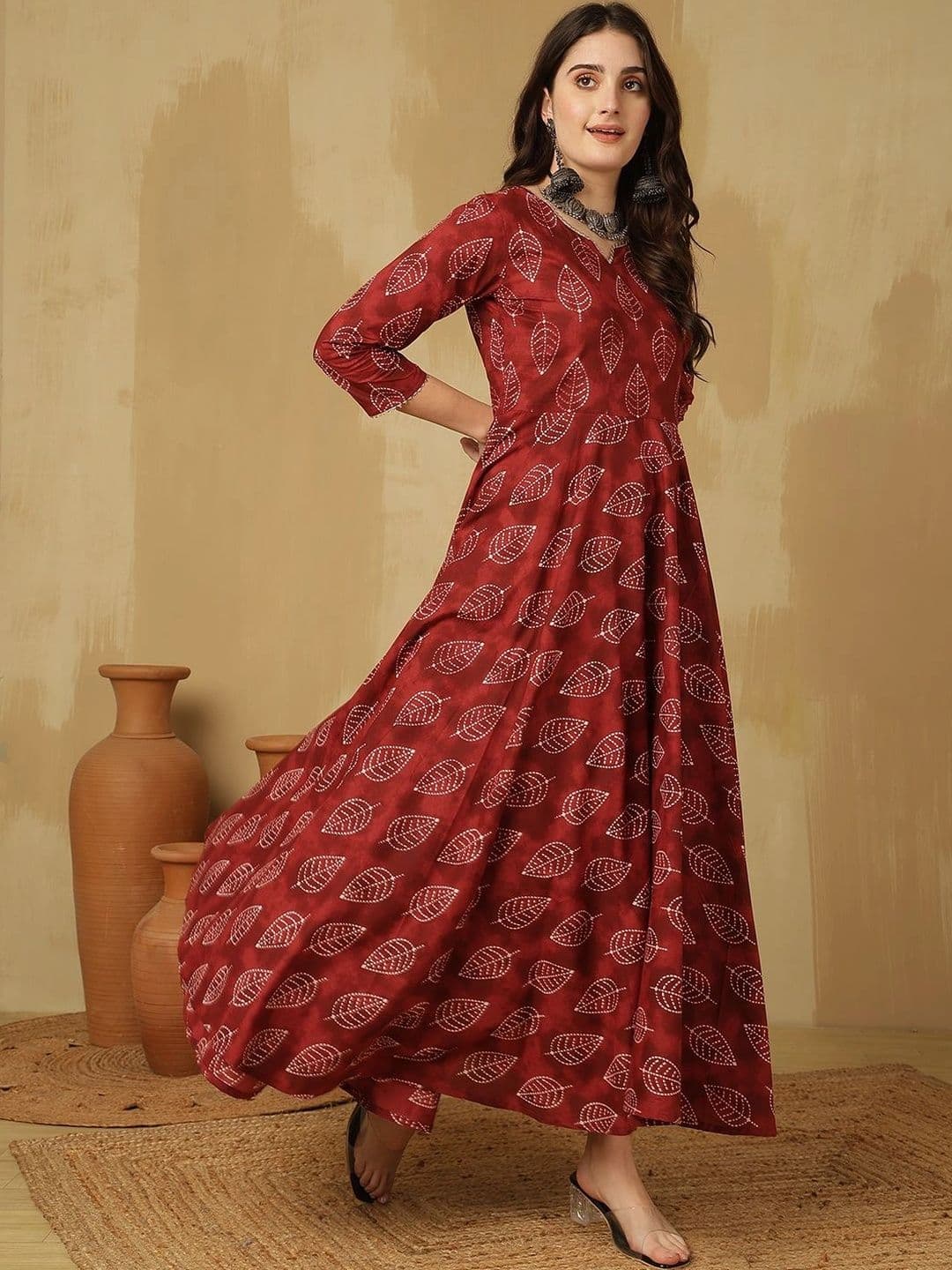 Sangria Women Ethnic Motifs Printed Indie Prints Anarkali Kurta thumbnail 7