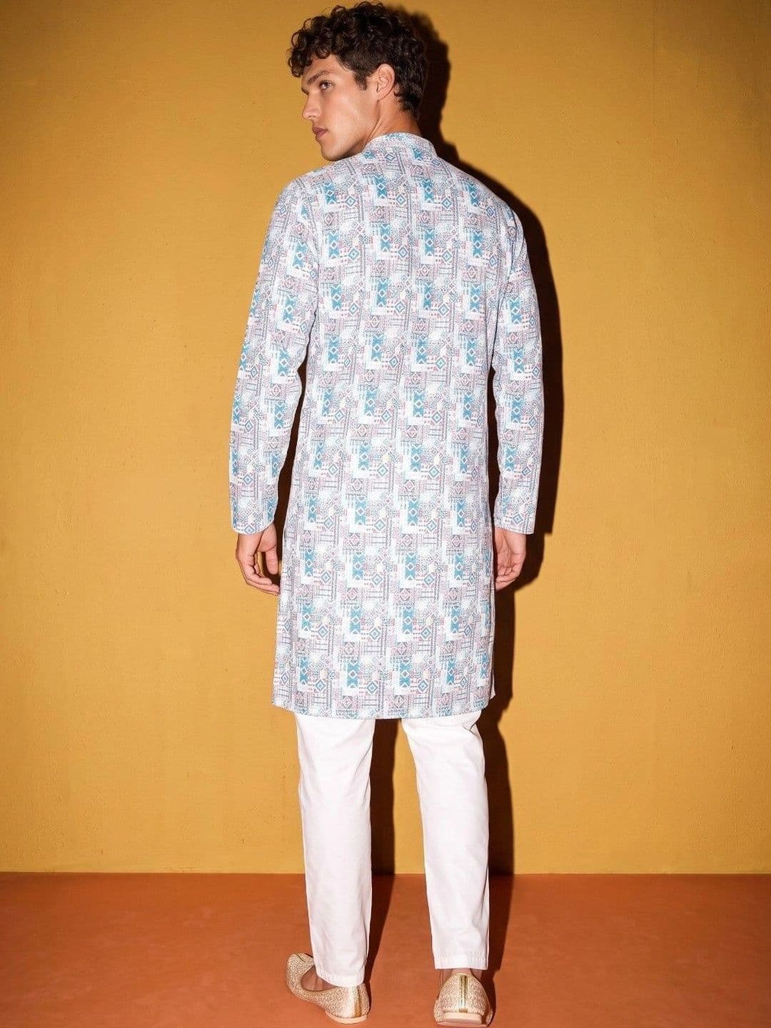DRIP CHOWK Men Geometric Printed Kurta thumbnail 2