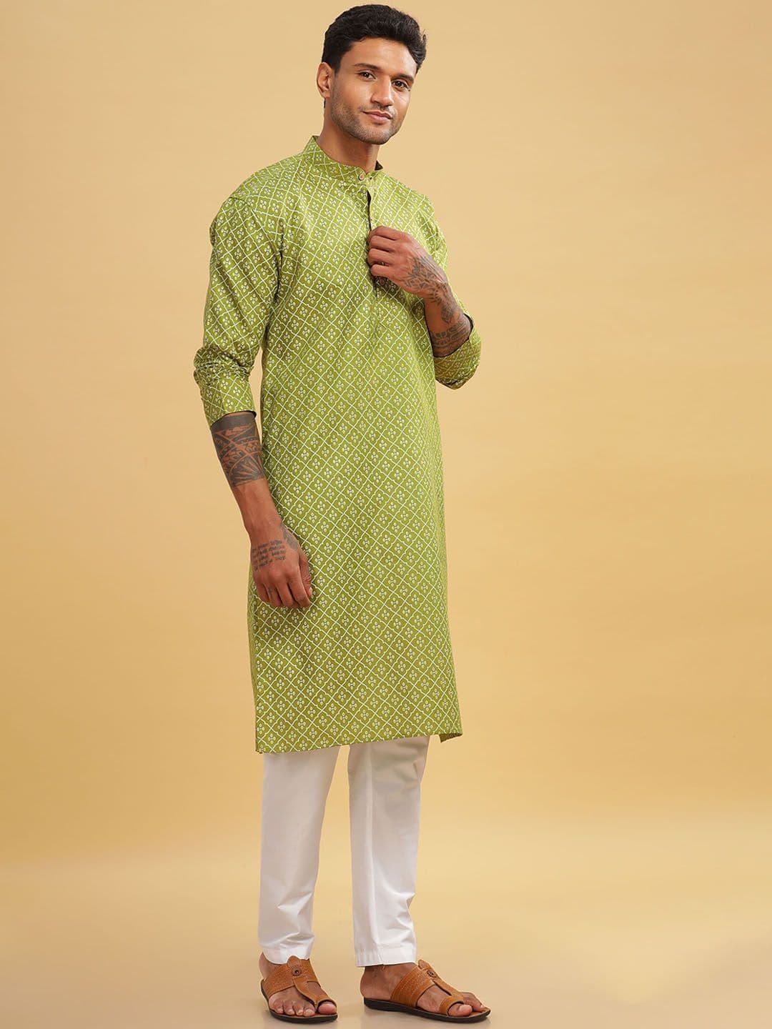Anouk Printed Band Collar Straight Long Kurta thumbnail 2