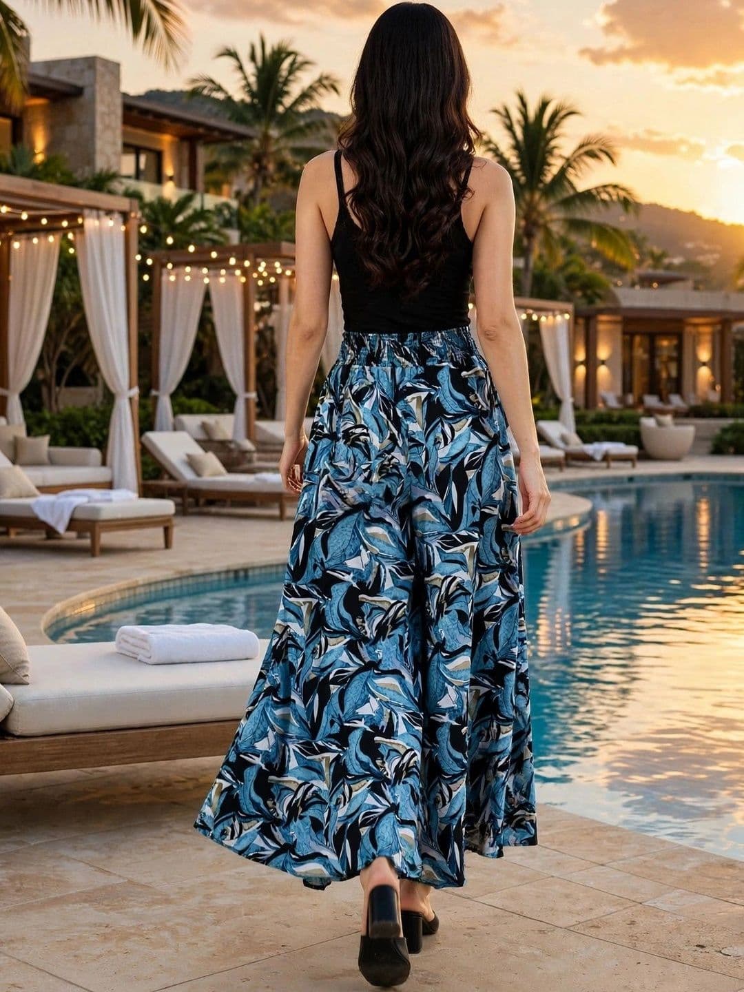 DIVYABHUMI FASHION Women Floral Printed Crepe Palazzos thumbnail 3