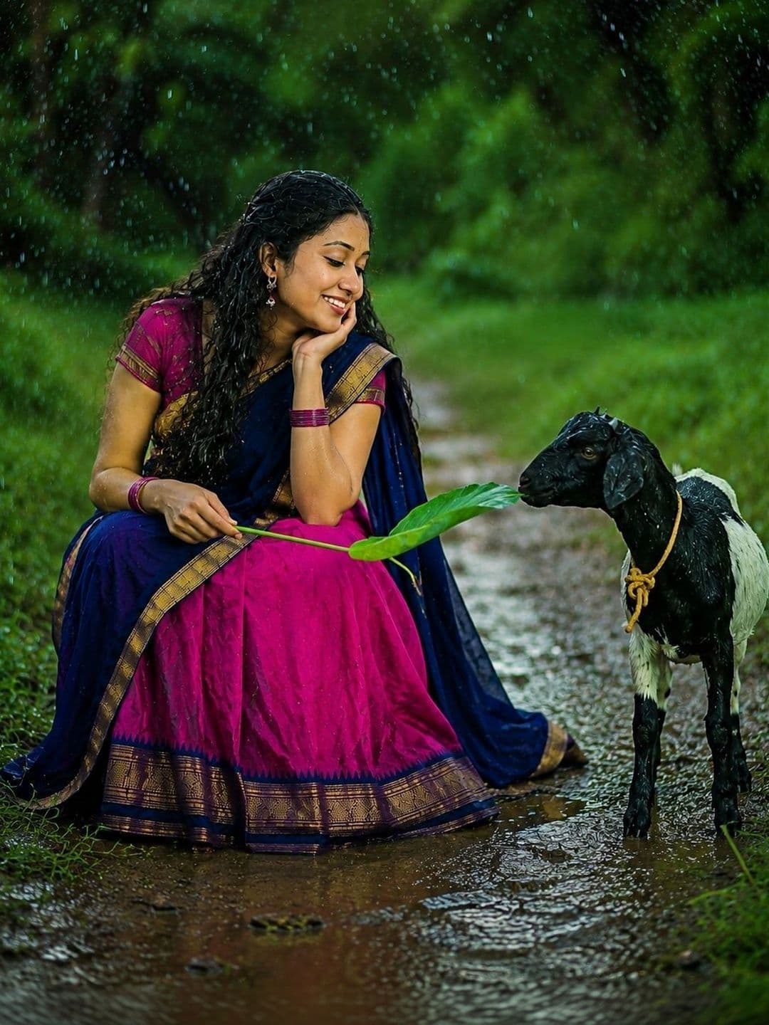 JIVUBA Embellished Ready to Wear Lehenga & Unstitched Blouse With Dupatta thumbnail 7