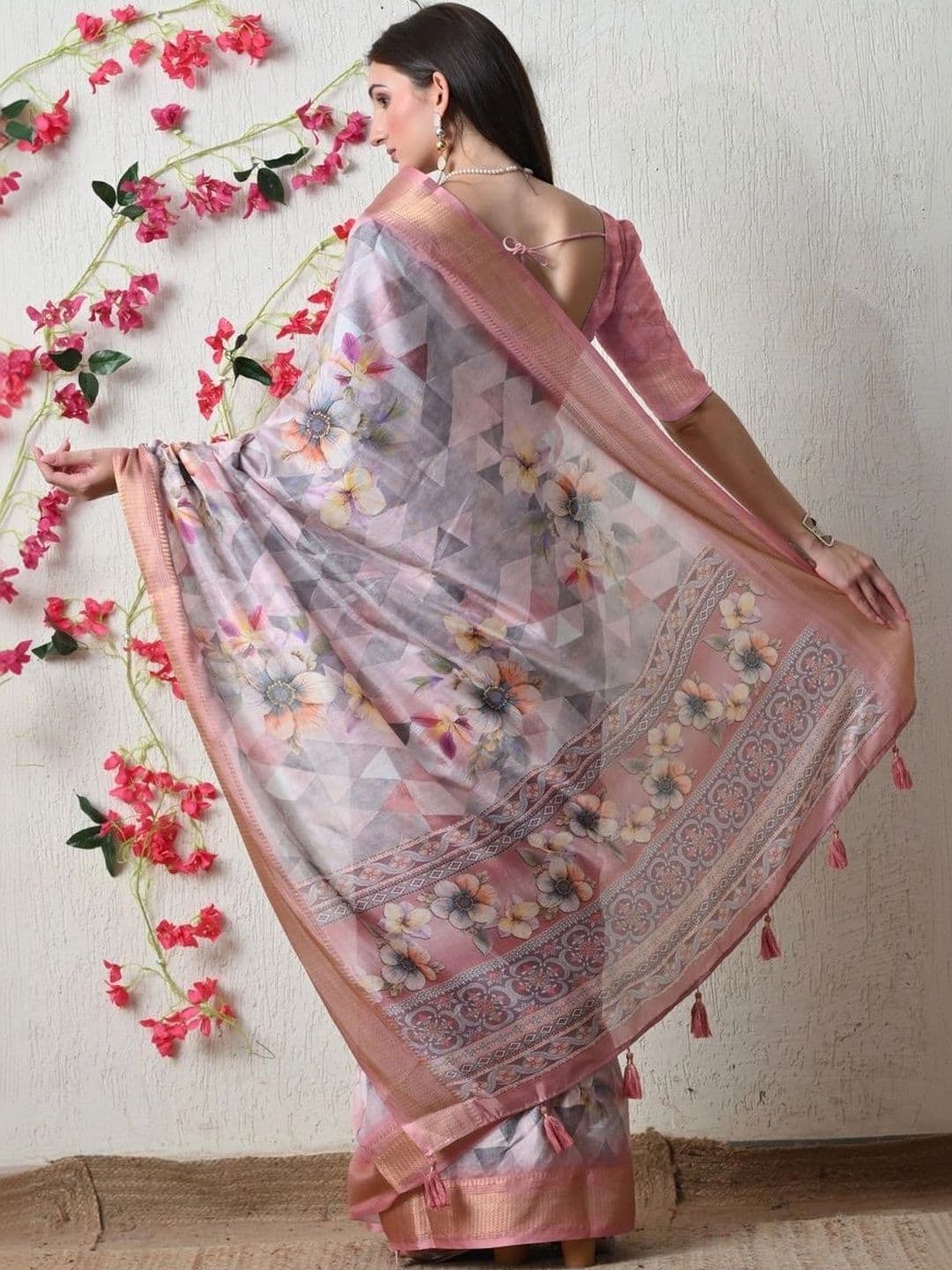 KALINI Floral Silk Cotton Saree thumbnail 4