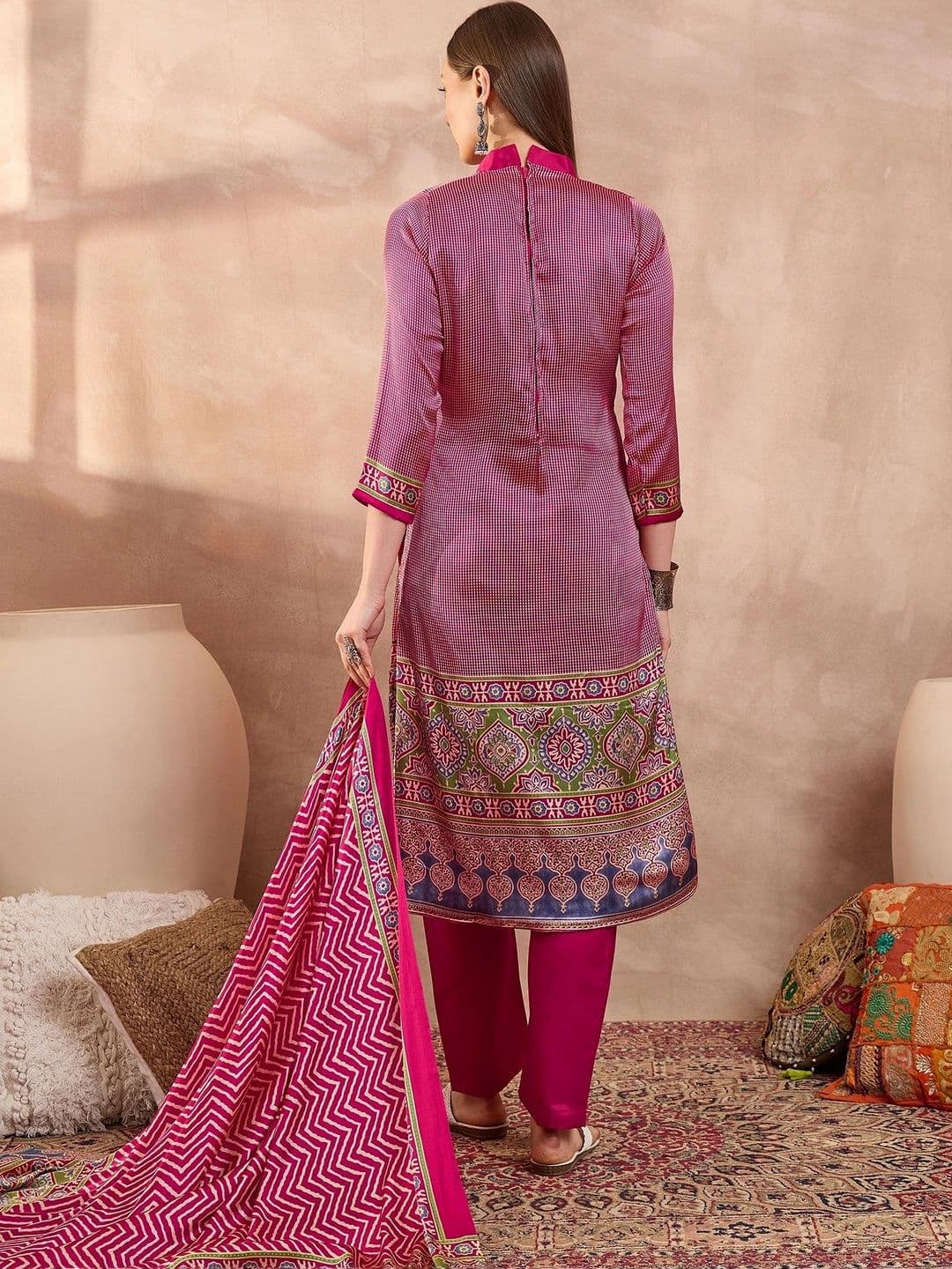 ZYVIRA Satin Unstitched Dress Material thumbnail 2