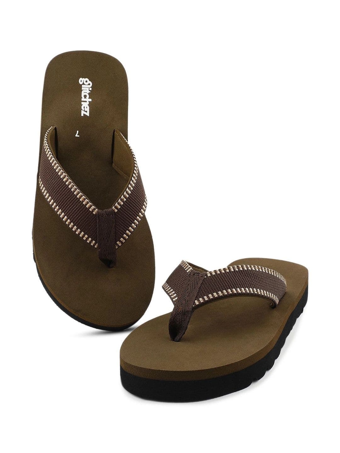 glitchez Men Striped Rubber Thong Flip-Flops thumbnail 3