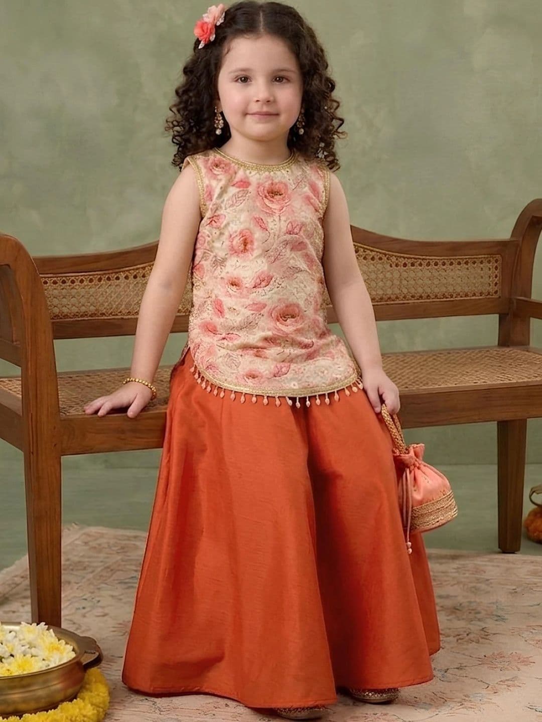 Sangria Girls Embroidered Thread Work Ready to Wear Lehenga & thumbnail 6