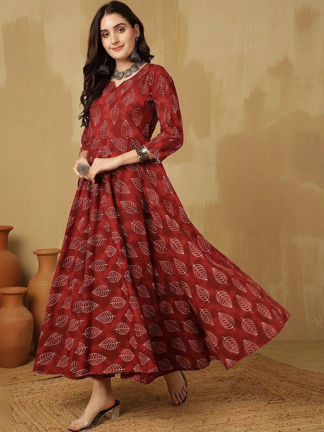 Sangria Women Ethnic Motifs Printed Indie Prints Anarkali Kurta thumbnail 3