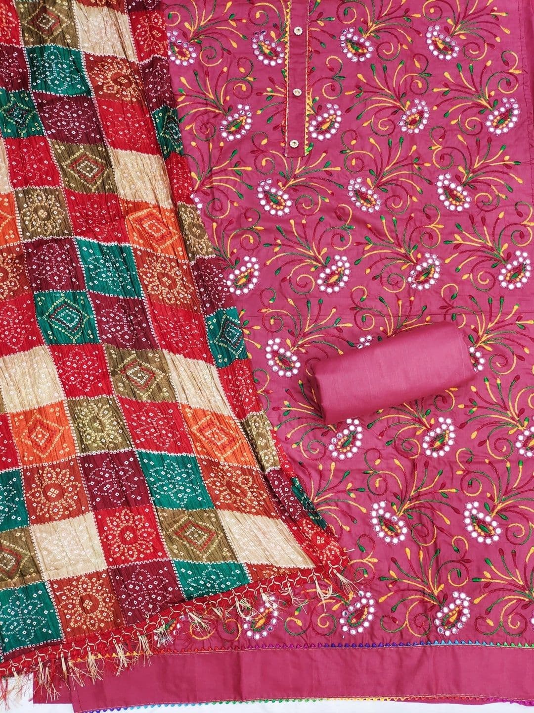 Dhaaga Ghar Women Embroidered Unstitched Dress Material thumbnail 4