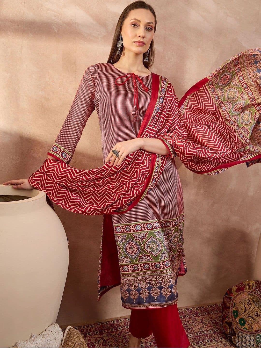 ZYVIRA Satin Unstitched Dress Material thumbnail 3