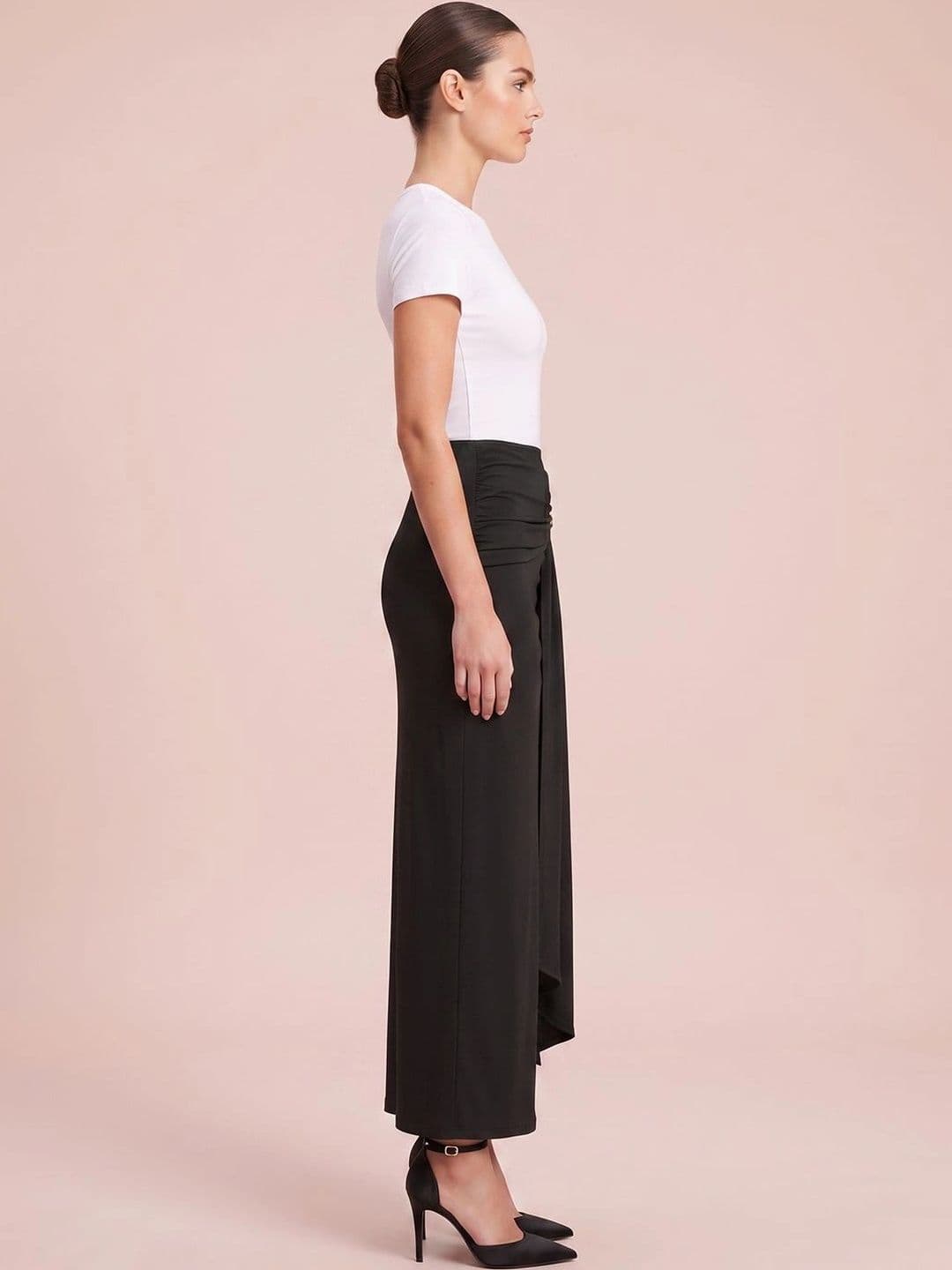 ATELIER REBEL Women Draped Side Slit Maxi Straight Skirt thumbnail 7