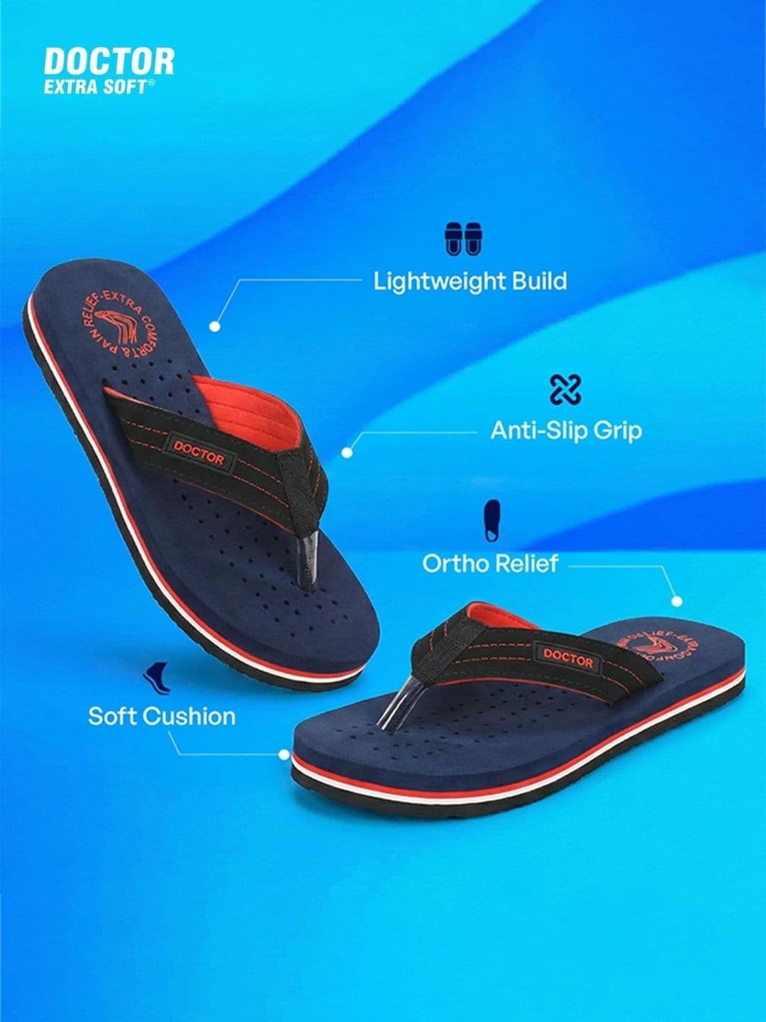 DOCTOR EXTRA SOFT Men Perforated Orthopedic Non-Slip Thong Flip-Flops thumbnail 3