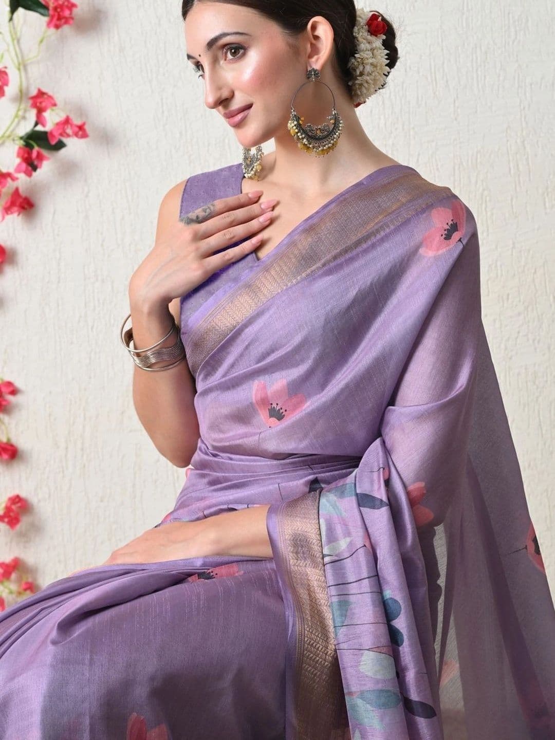 KALINI Floral Silk Cotton Saree thumbnail 2