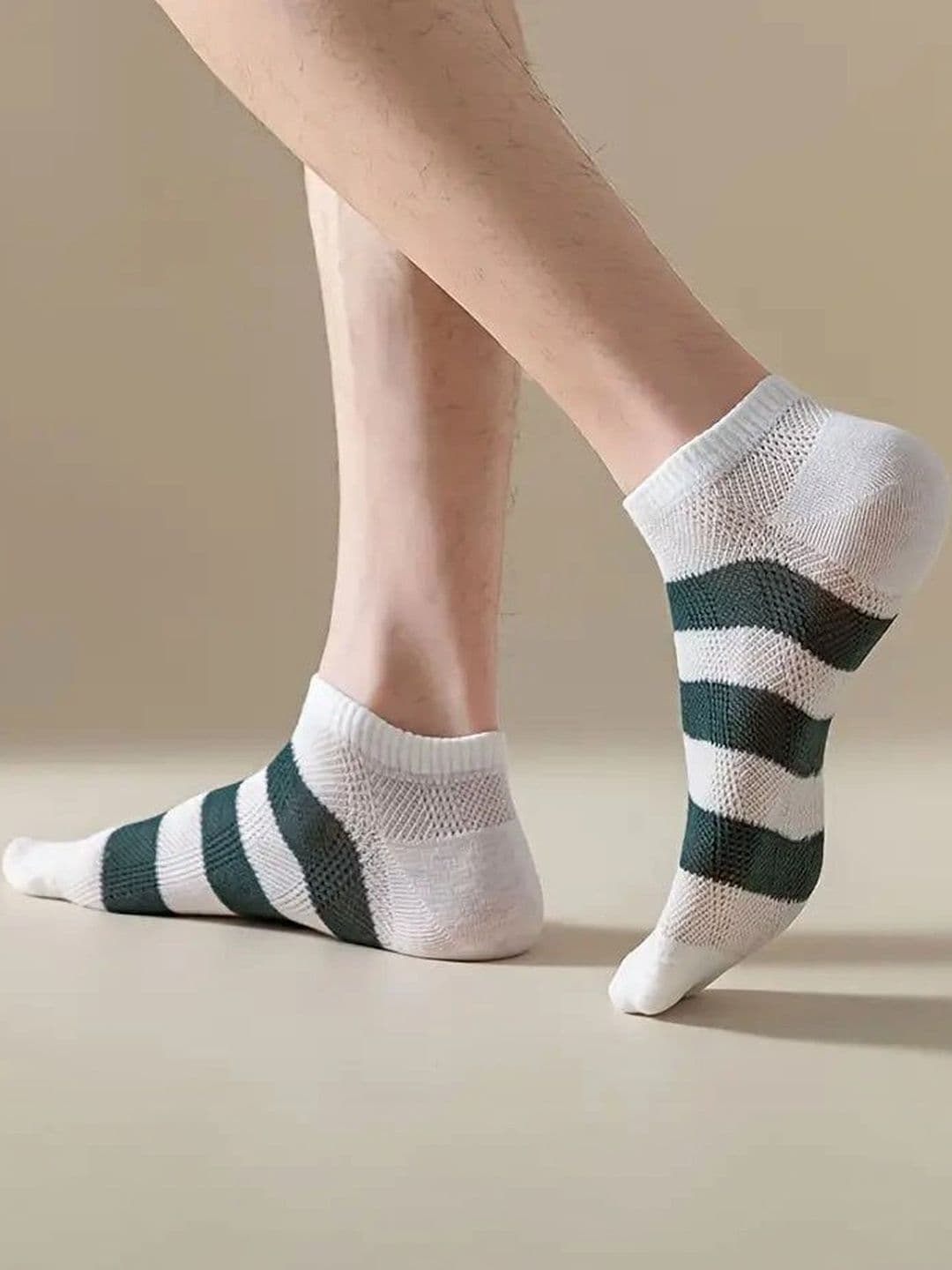 Moda Rapido Men Pack of 5 Cotton Blend Striped Ankle Length Socks thumbnail 6