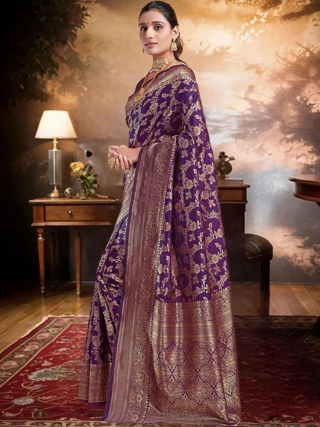 SANISA Ethnic Motifs Zari Silk Blend Saree thumbnail 5