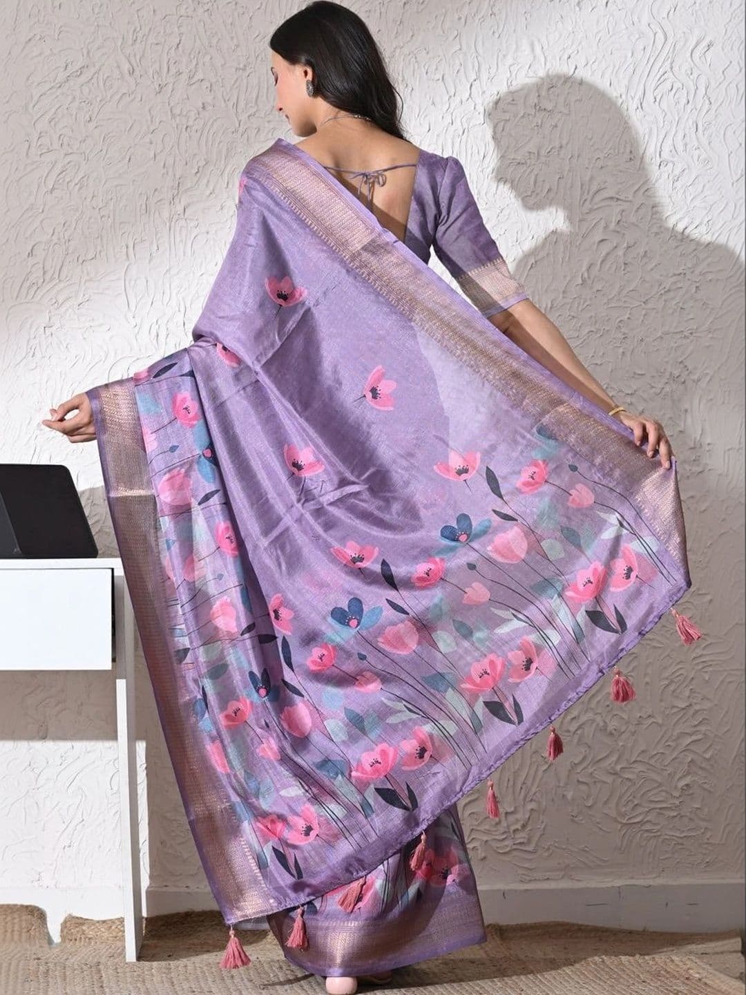 KALINI Floral Silk Cotton Saree thumbnail 5