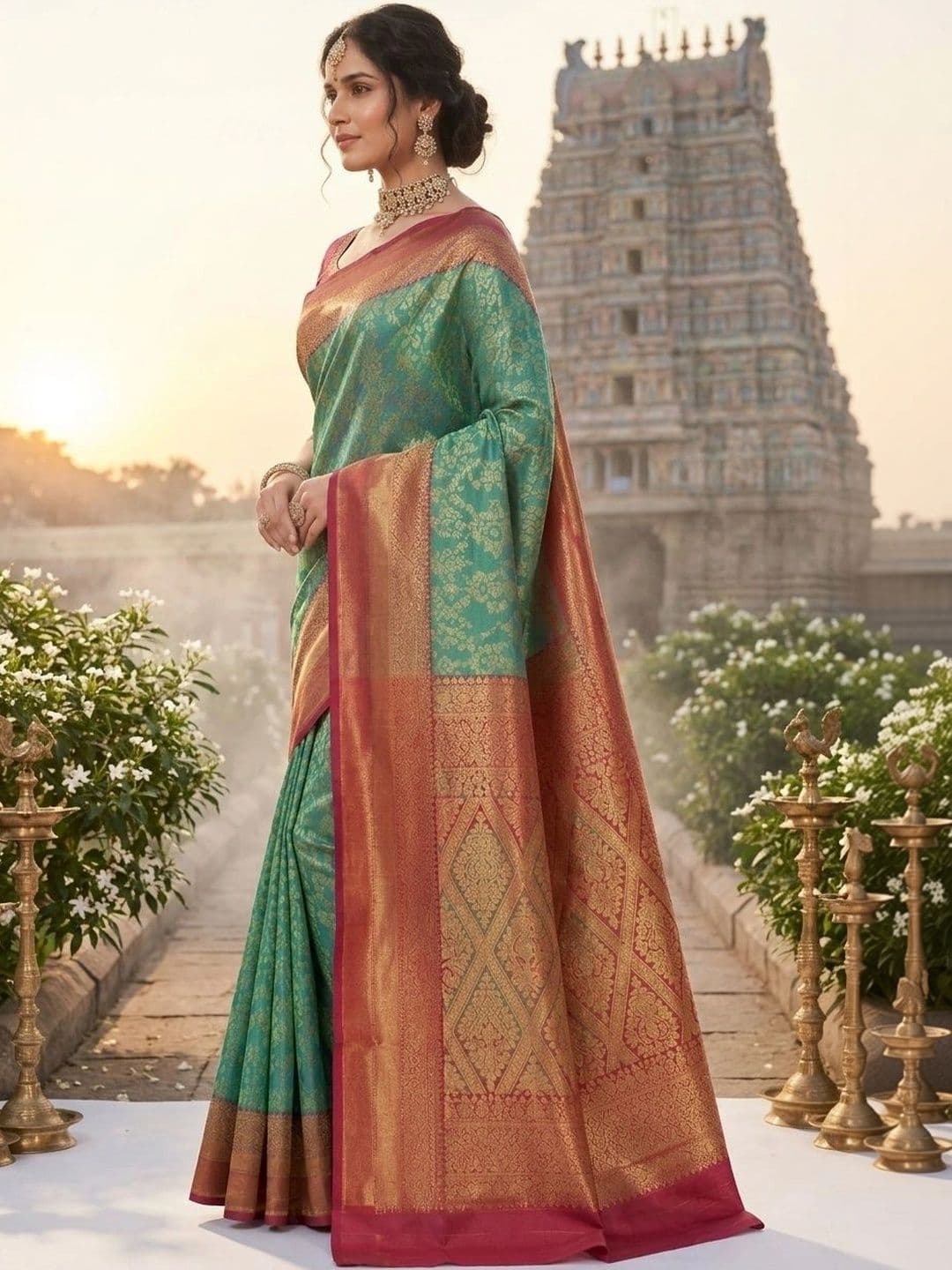 Owlsky Woven Design Zari Art Silk Kanjeevaram Saree thumbnail 6