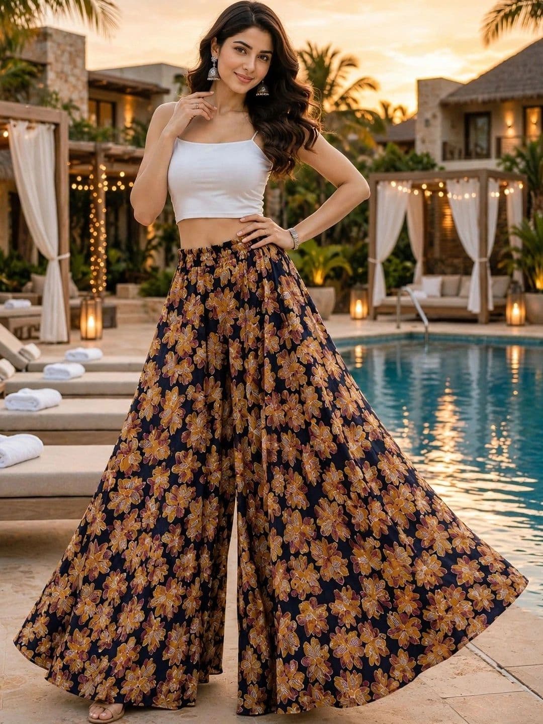 DIVYABHUMI FASHION Women Floral Printed Crepe Ethnic Palazzos - view 1