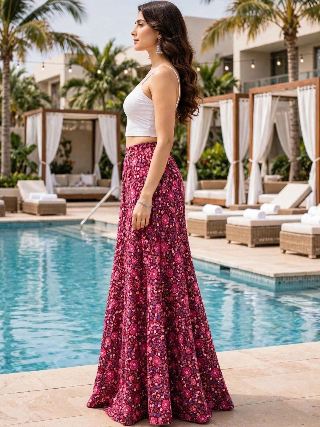 DIVYABHUMI FASHION Women Floral Printed Crepe Ethnic Palazzos thumbnail 2
