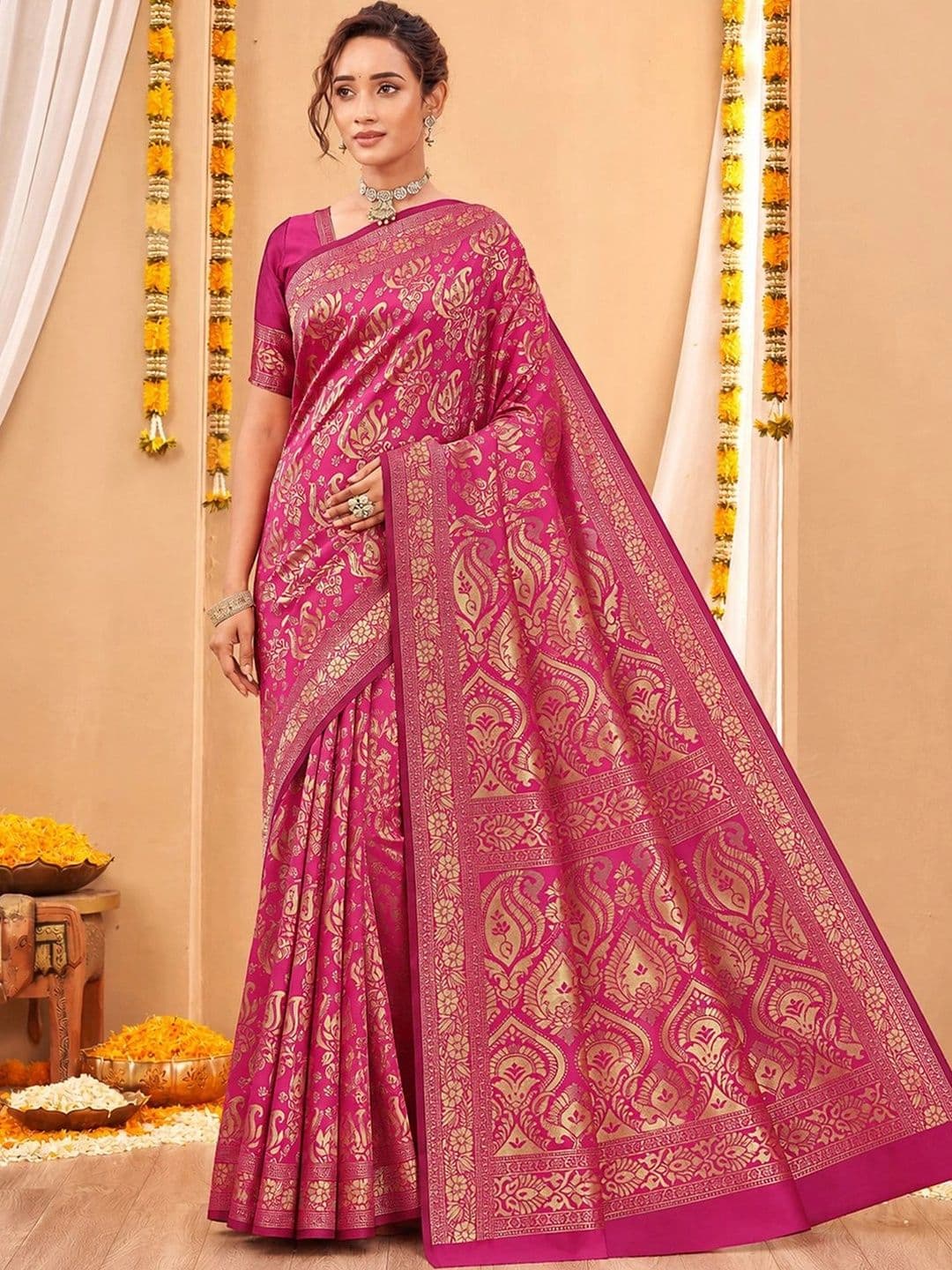 KALINI Woven Design Zari Art Silk Fusion Banarasi Saree - view 1