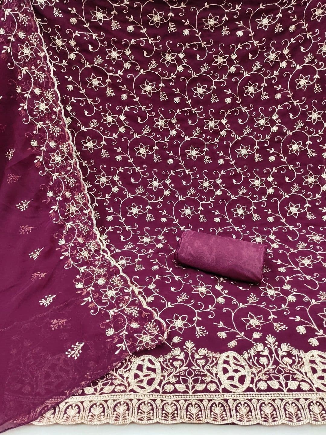 Dhaaga Ghar Embroidered Unstitched Dress Material thumbnail 3