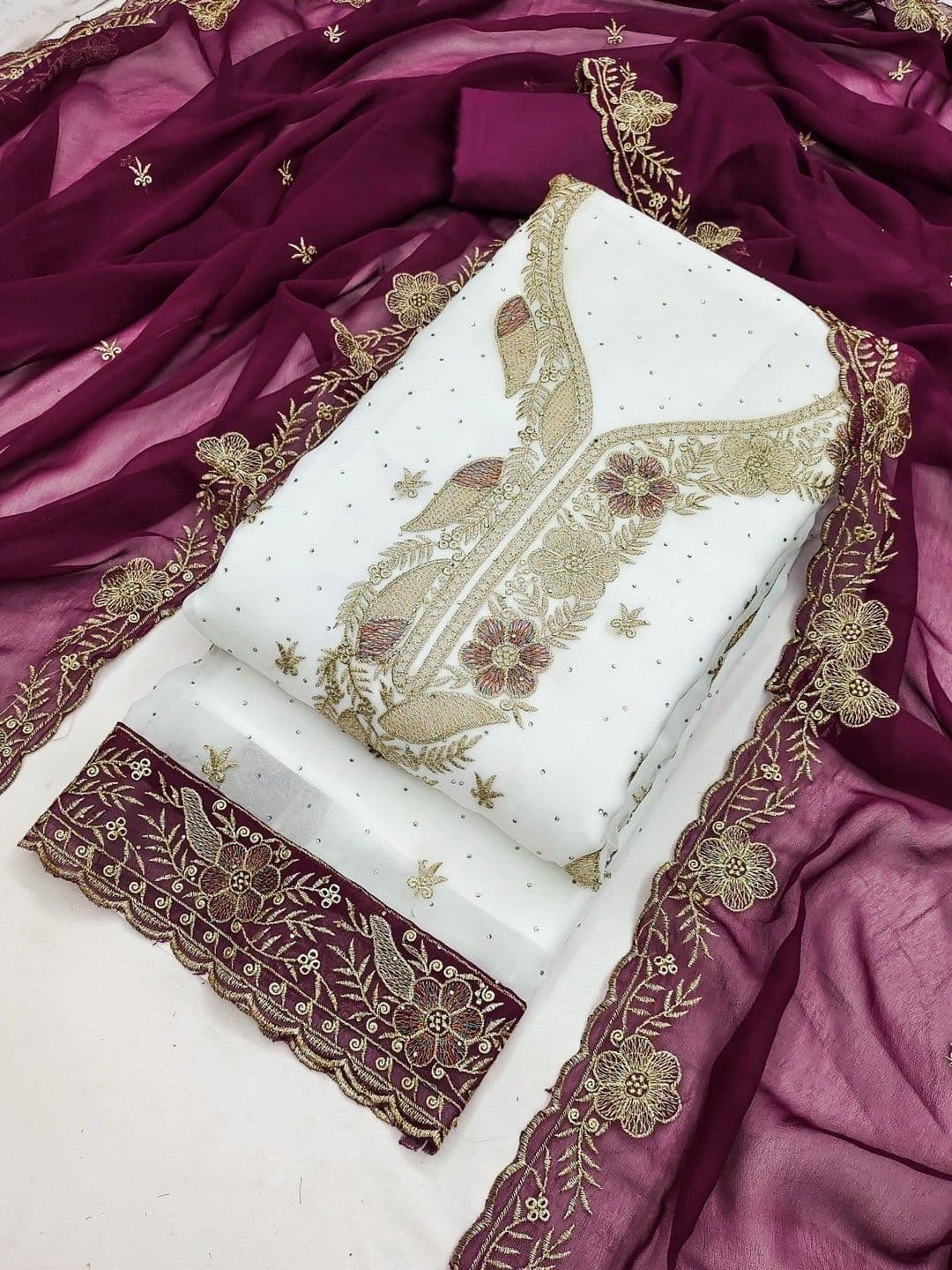 TAVAS Embroidered Unstitched Dress Material thumbnail 2