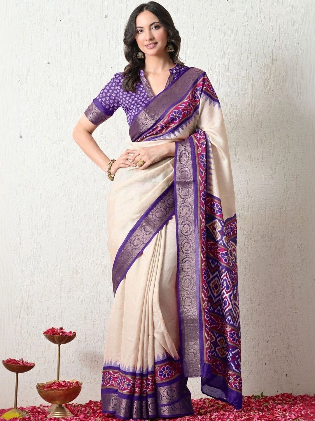 KALINI Silk Cotton Ikat Saree - view 1