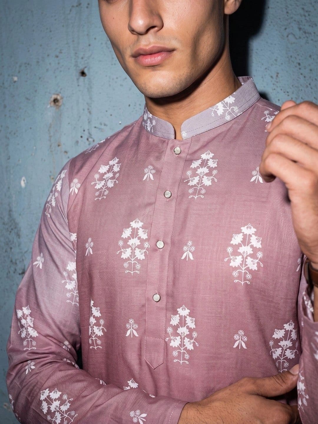 DRIP CHOWK Men Floral Printed Floral Kurta thumbnail 5