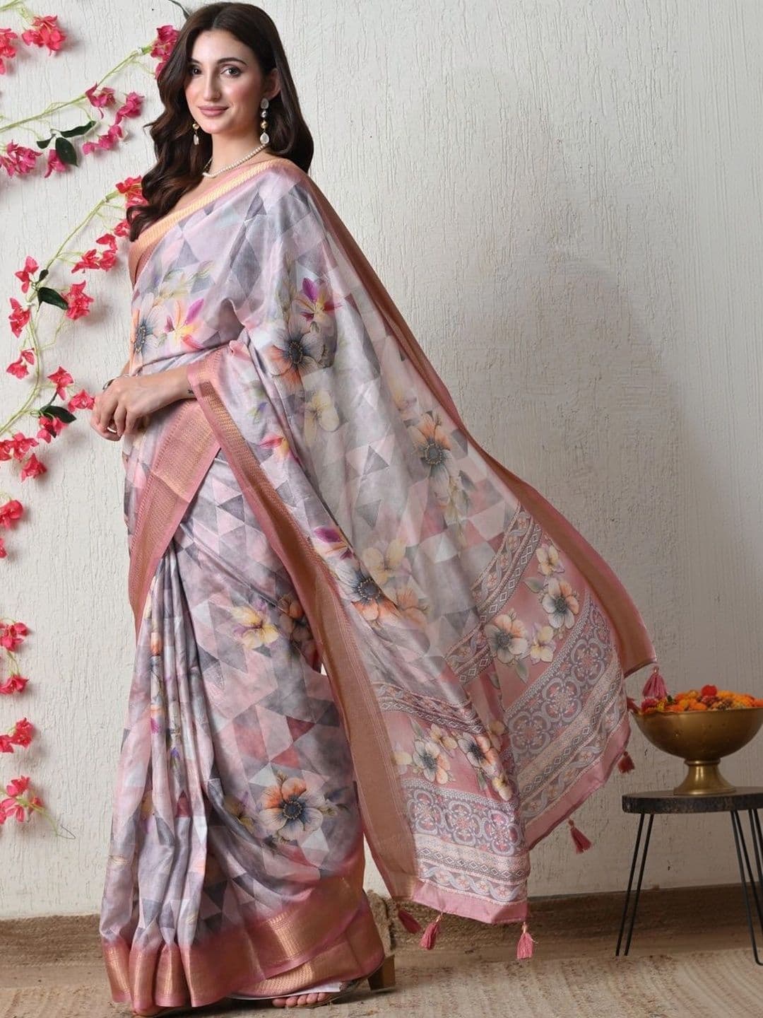 KALINI Floral Silk Cotton Saree thumbnail 2
