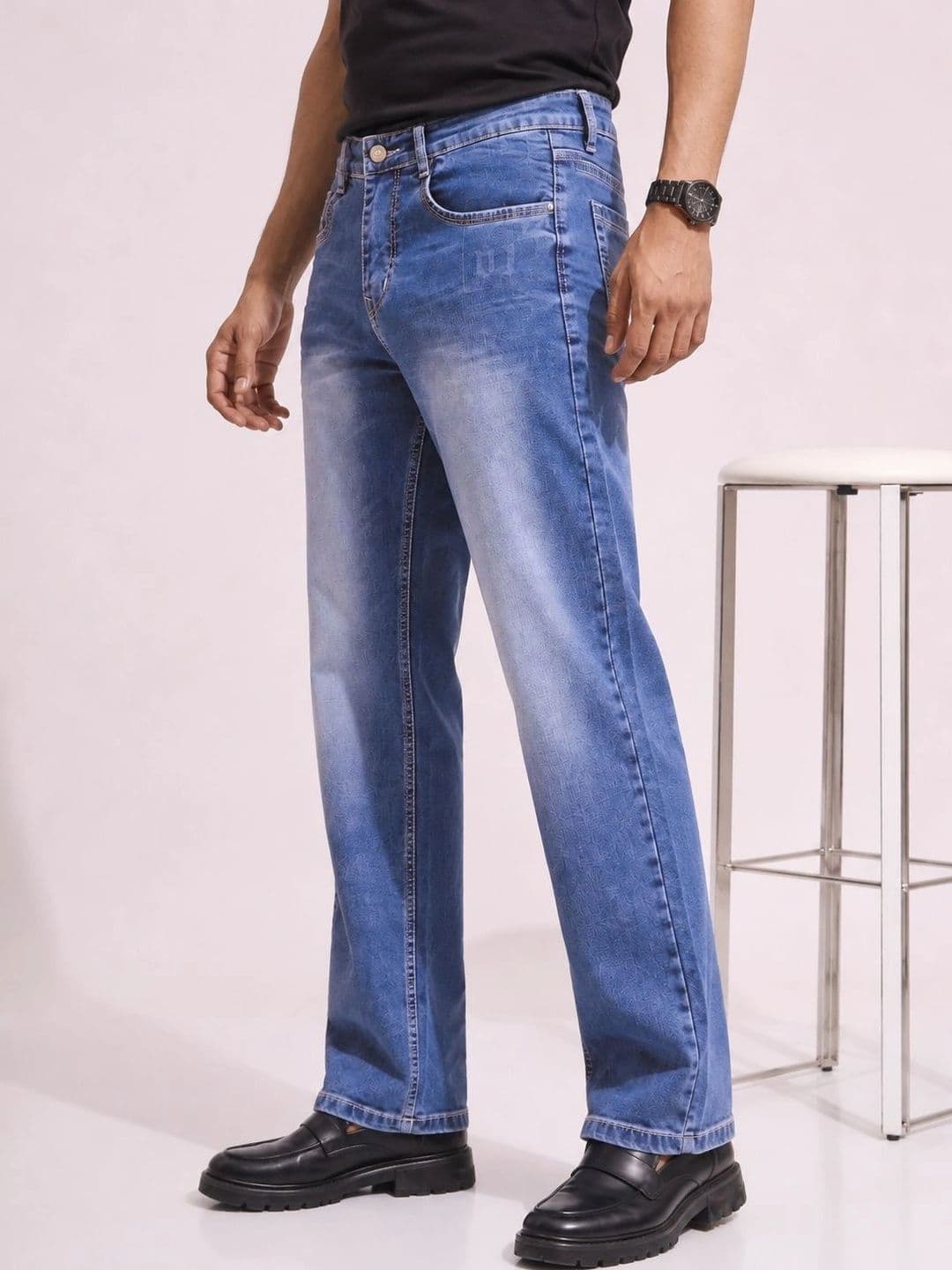 GEX Men Jean Regular Fit Mid-Rise Low Distress Stretchable Jeans thumbnail 2