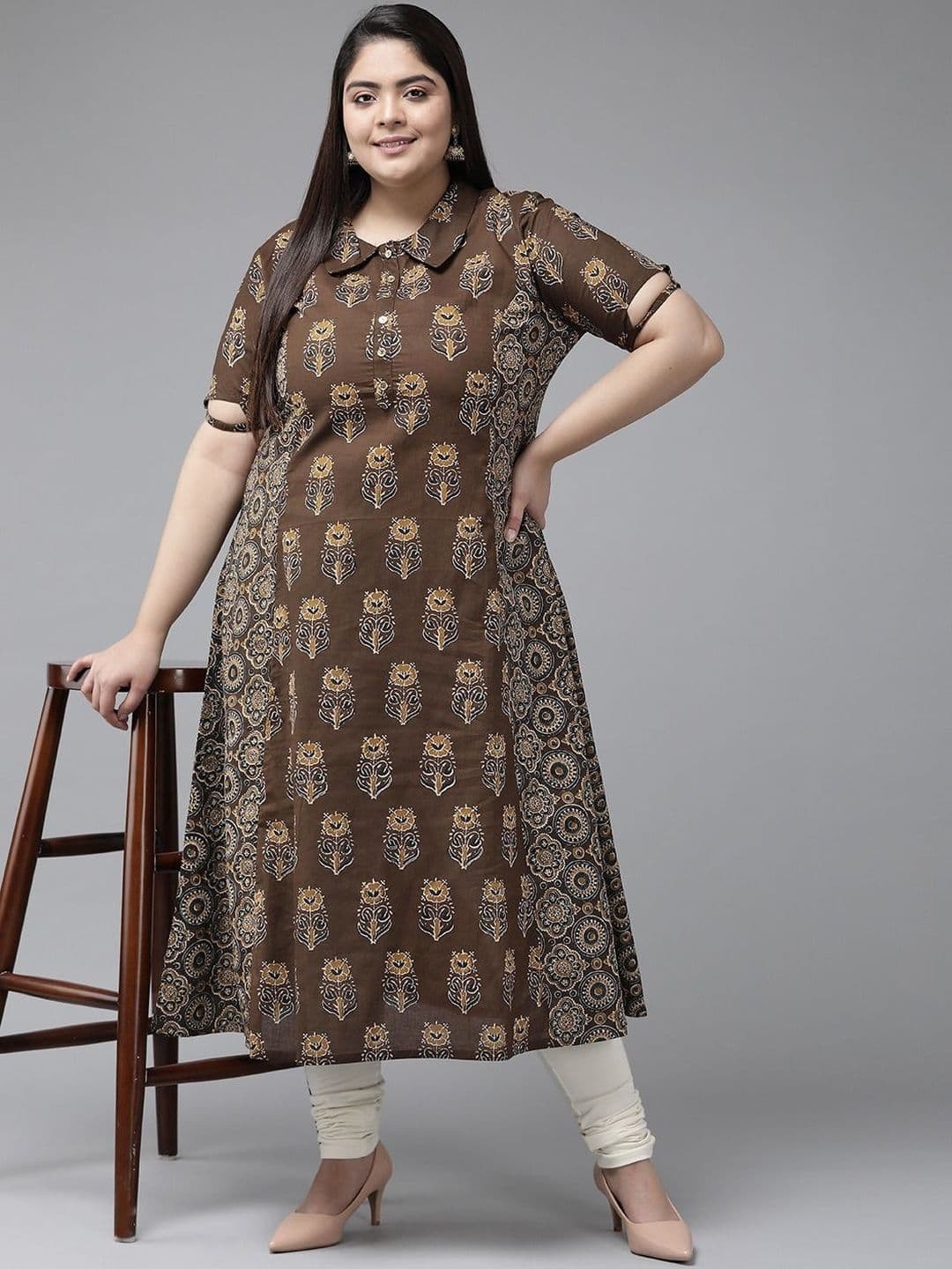 KALINI Women Floral Cotton A-Line Kurtas thumbnail 5