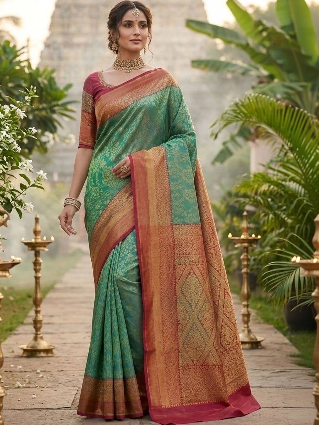 Owlsky Woven Design Zari Art Silk Kanjeevaram Saree thumbnail 3