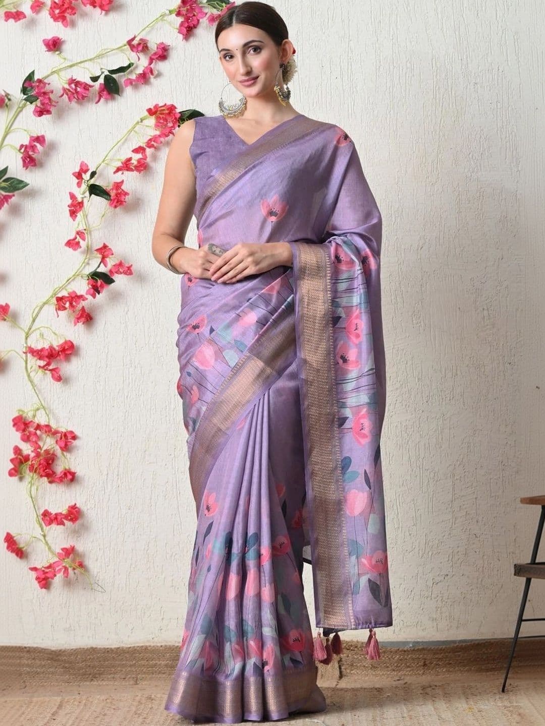 KALINI Floral Silk Cotton Saree thumbnail 4