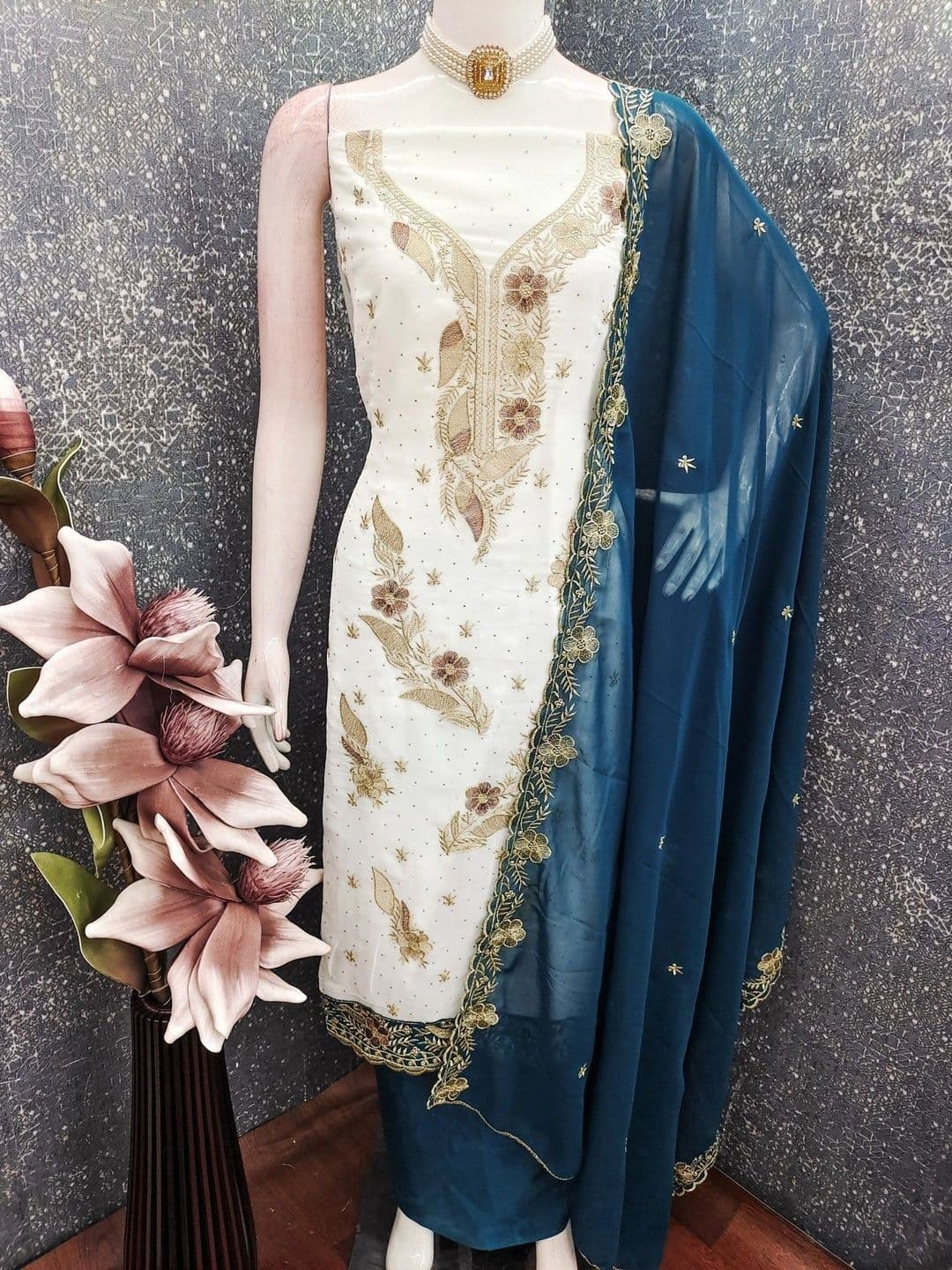 TAVAS Embroidered Unstitched Dress Material thumbnail 2